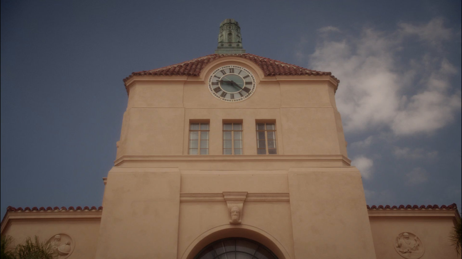 Clock tower outside Isodyne Energy building.