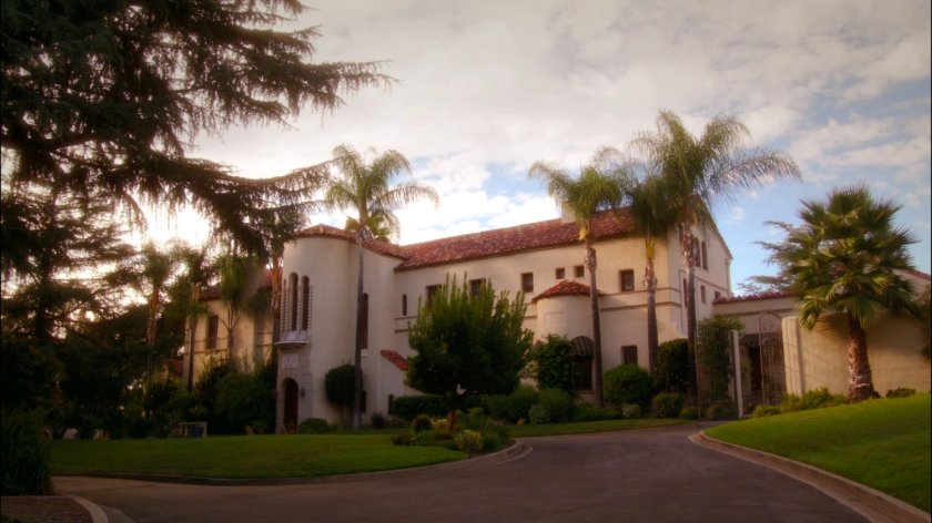 Exterior of Stark Mansion in Los Angeles.