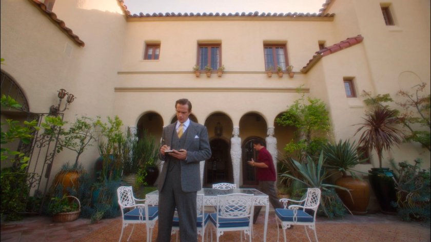 Jarvis on the patio at Stark's Los Angeles mansion.