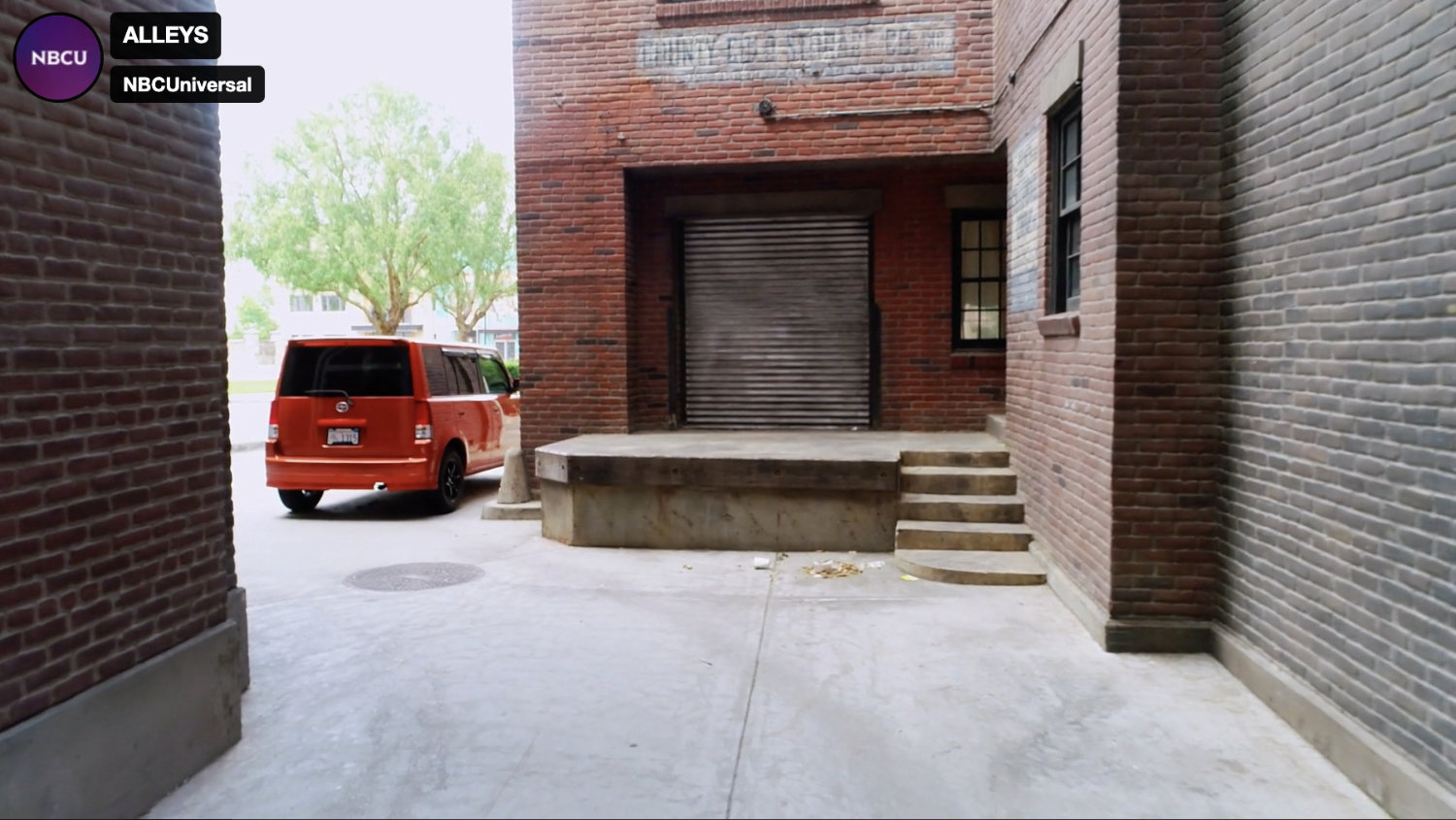 Behind the scenes image of loading dock alley at Universal Studios.