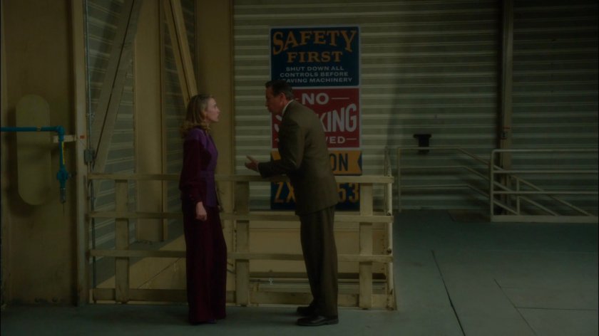 Calvin and Whitney arguing in the Roxxon Warehouse.