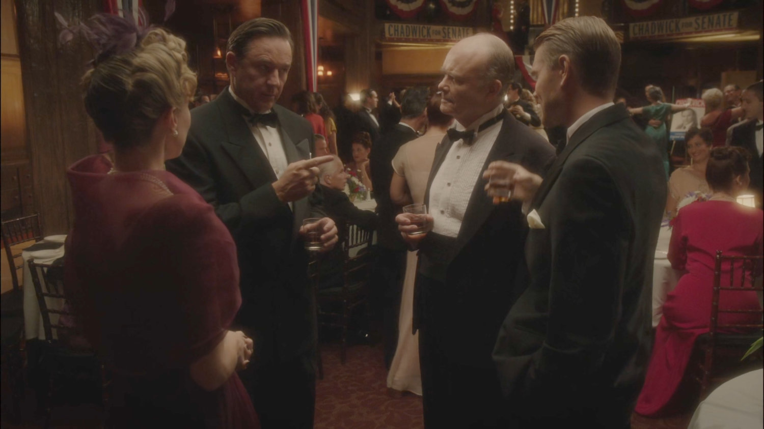 Vernon, Whitney, Calvin, and Thompson at Chadwick for Senate party inside the MacArthur Grand Hotel.