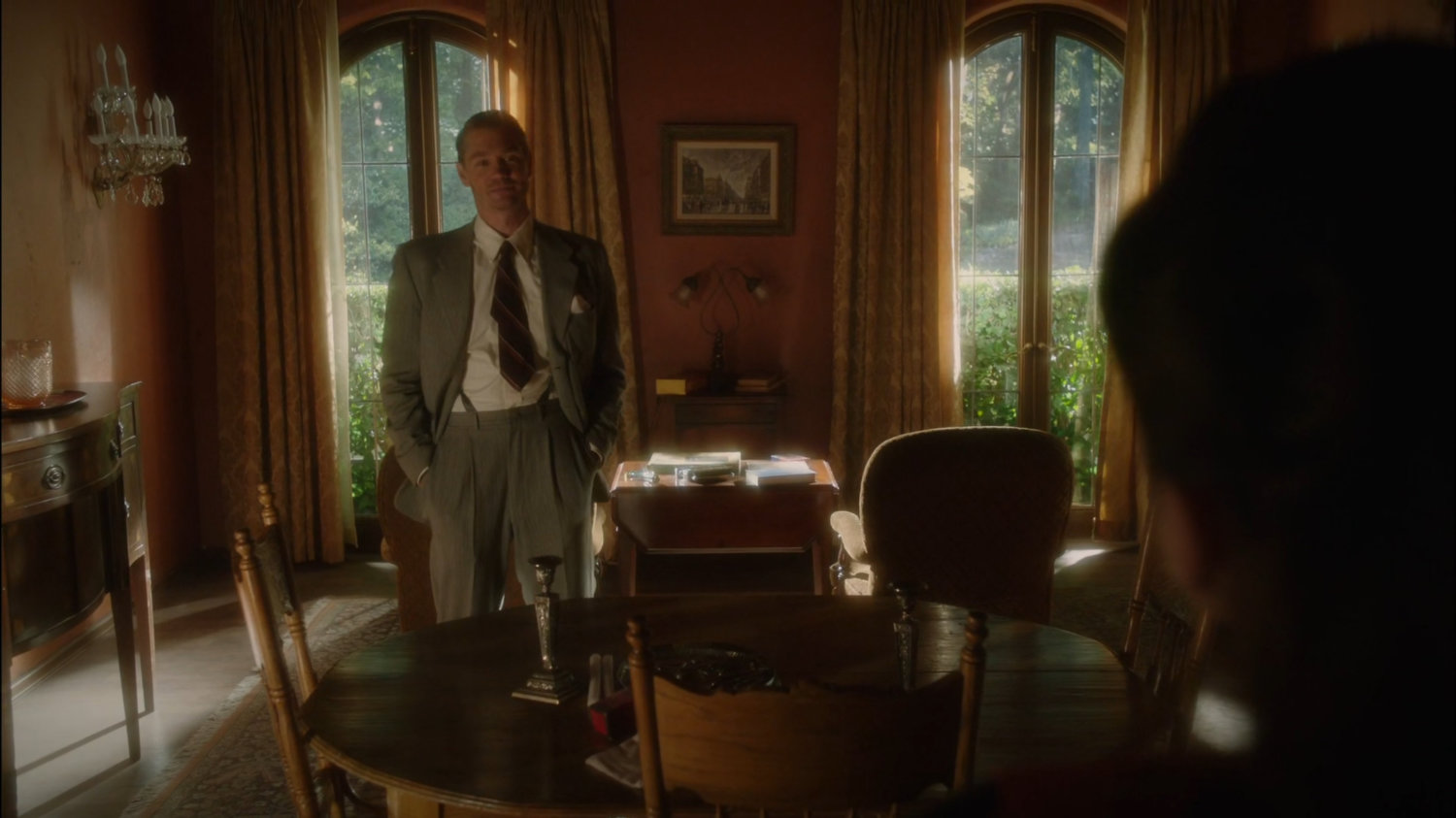 Jack Thompson in a Stark Mansion dining room.