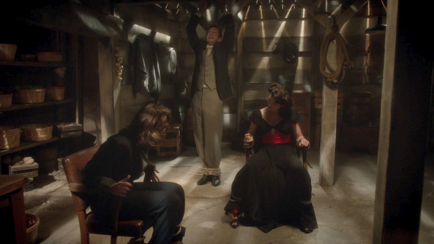 Peggy, Jarvis, and Dottie tied up in Chadwick Ranch cellar.