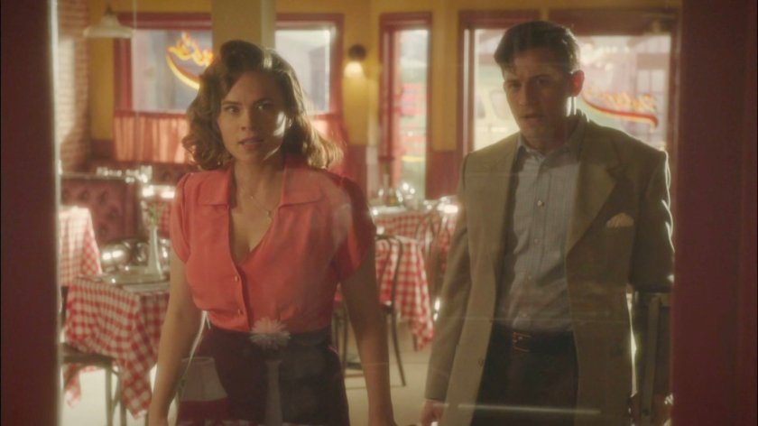 Peggy and Sousa in Palizzi's restaurant.