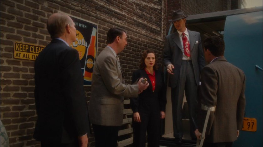 Vernon, Samberly, Peggy, Thompson, and Sousa at van outside Auerbach Theatrical Agency.