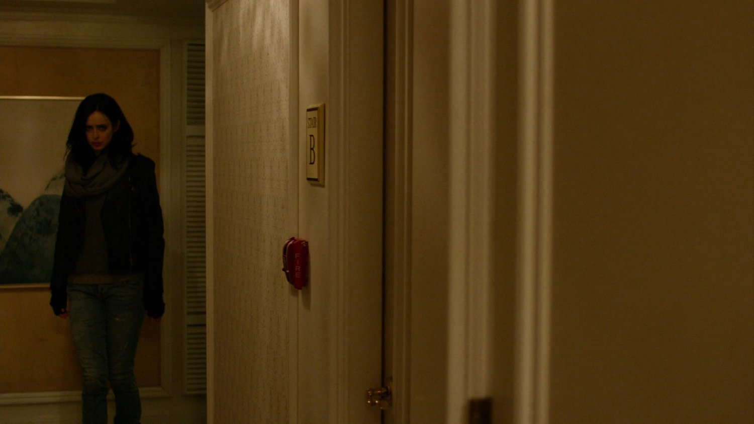 Jessica in a fancy hotel hallway.