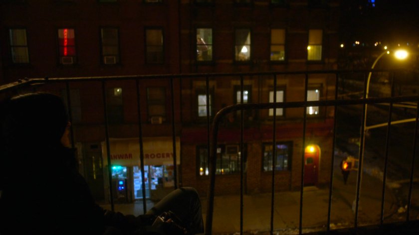 Exterior corner of Luke Cage's bar as seen from fire escape.