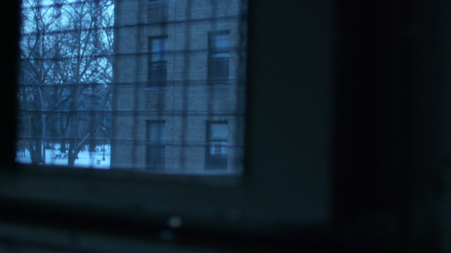 View from window of correctional facility.