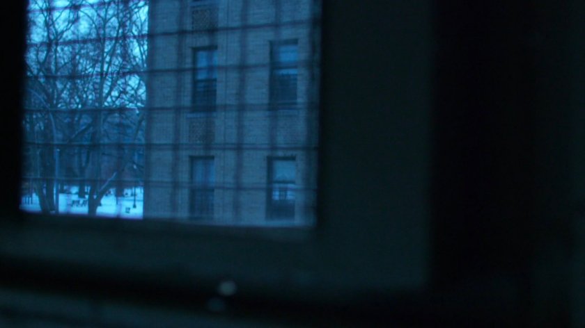 View from window of correctional facility.