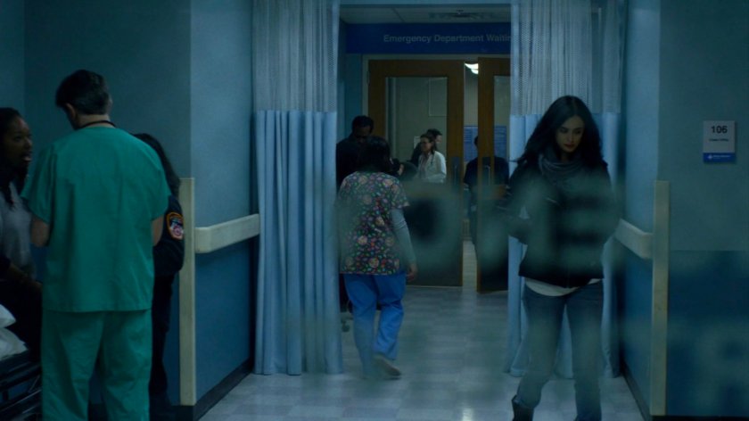 Jessica walking through Metro General Emergency Room.