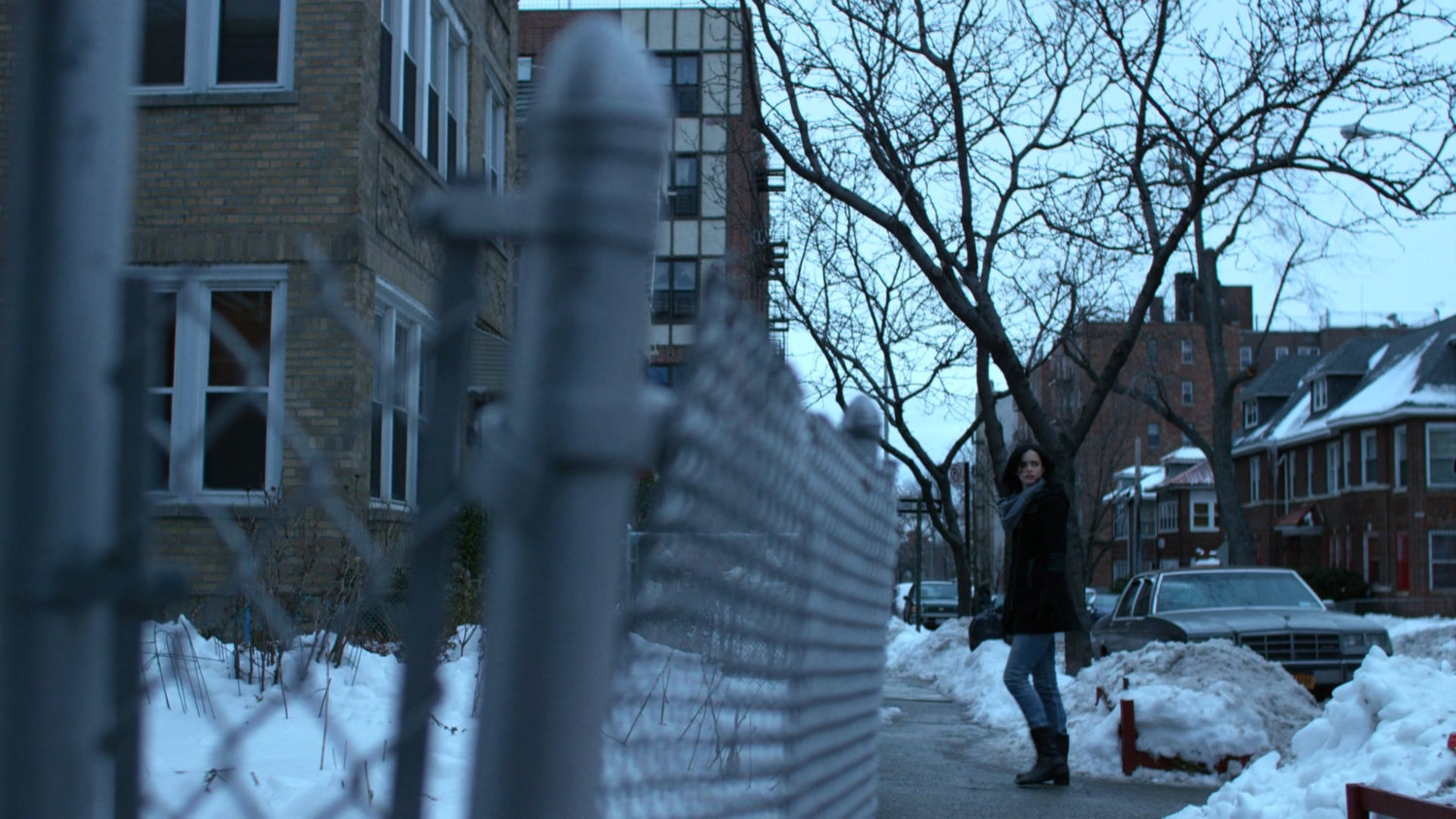Jessica outside Jack Denton's house.