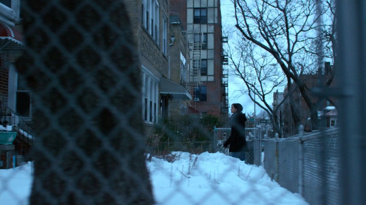 Jessica outside Jack Denton's house.
