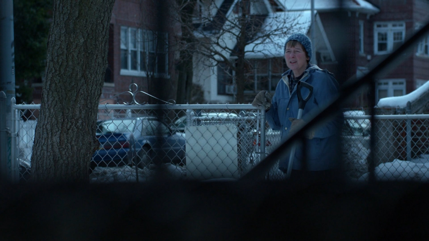 Jack Denton's mother outside his house talking to his Jessica.