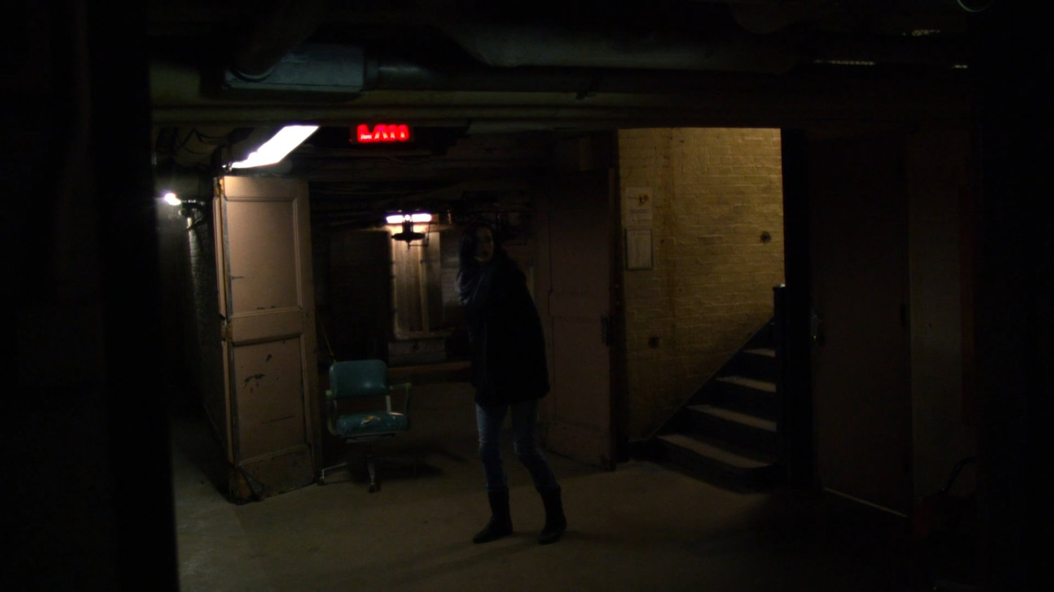 Jessica in school basement.