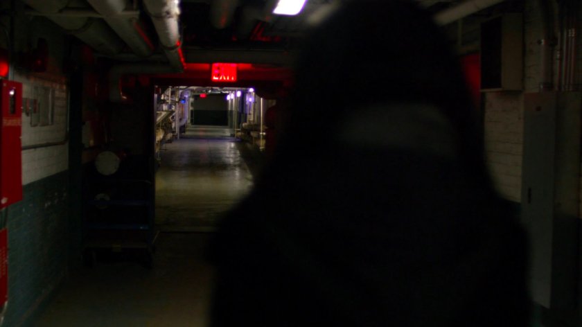 Jessica in a school basement.