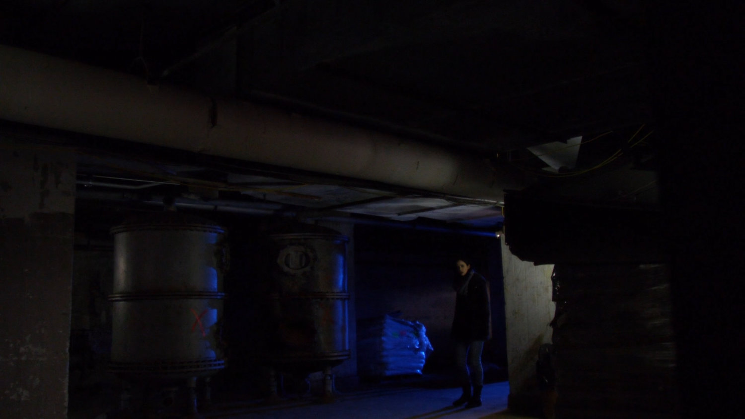 Jessica in a school basement.