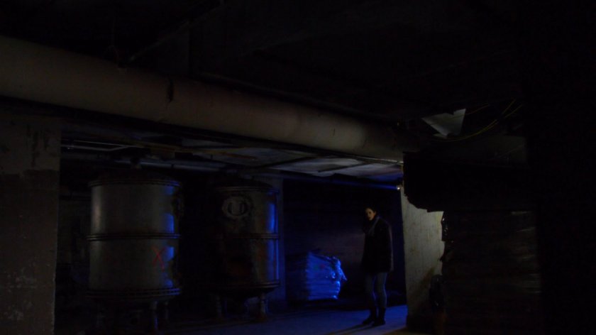 Jessica in a school basement.