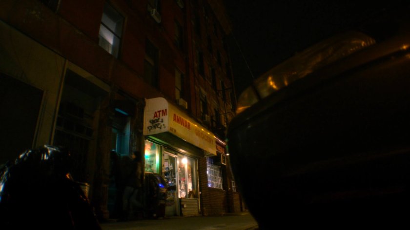 Luke and Jessica walking into his apartment building.