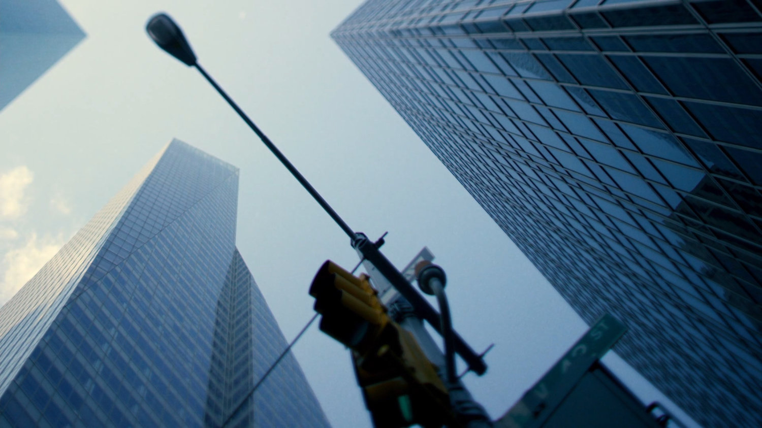 Low angle shot of skyscrapers in Manhattan.