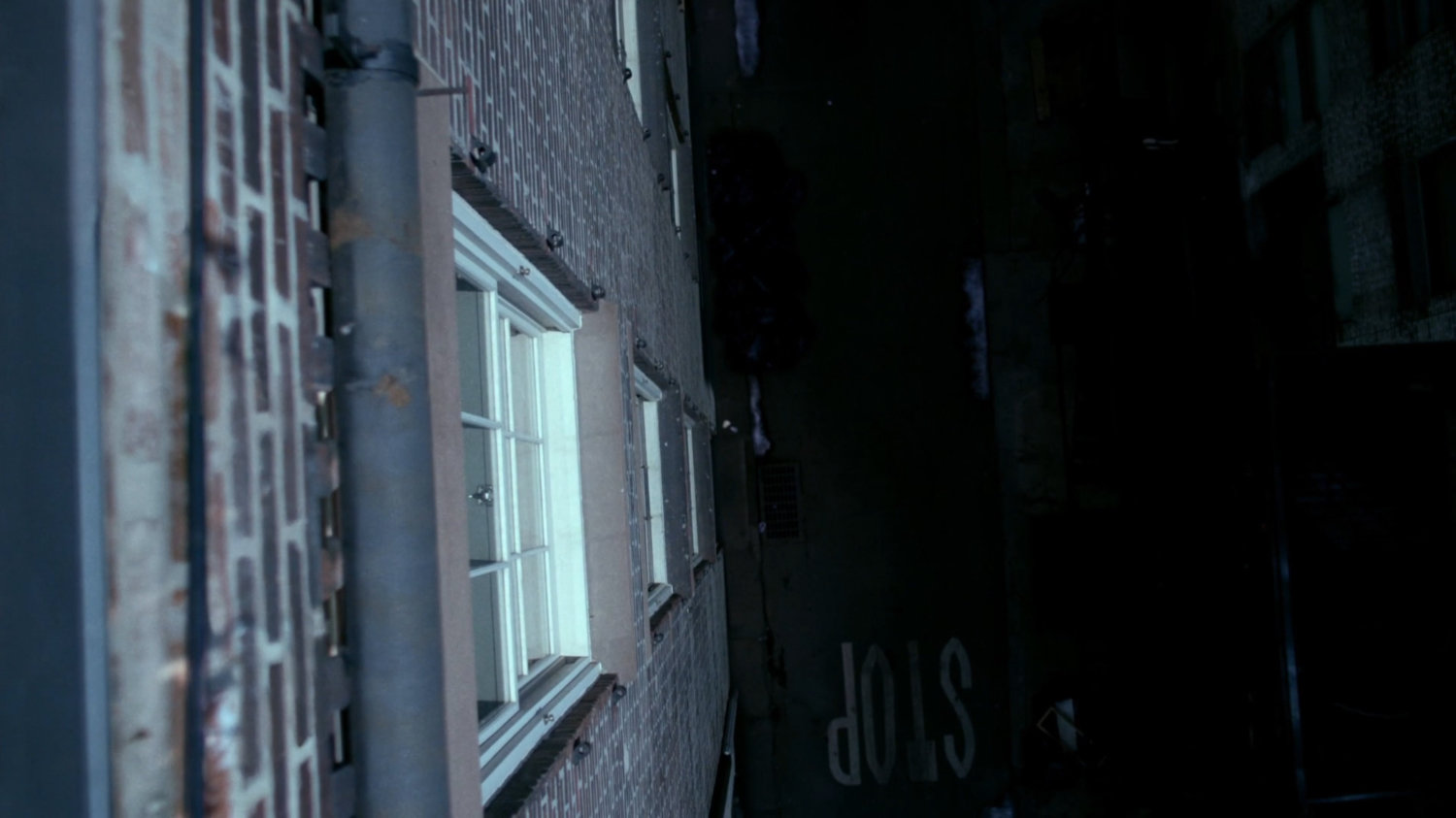 View of alley from balcony.