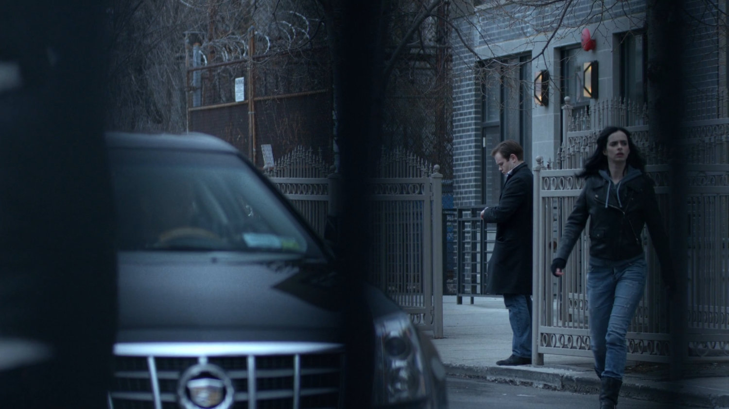 Jessica crossing a street.