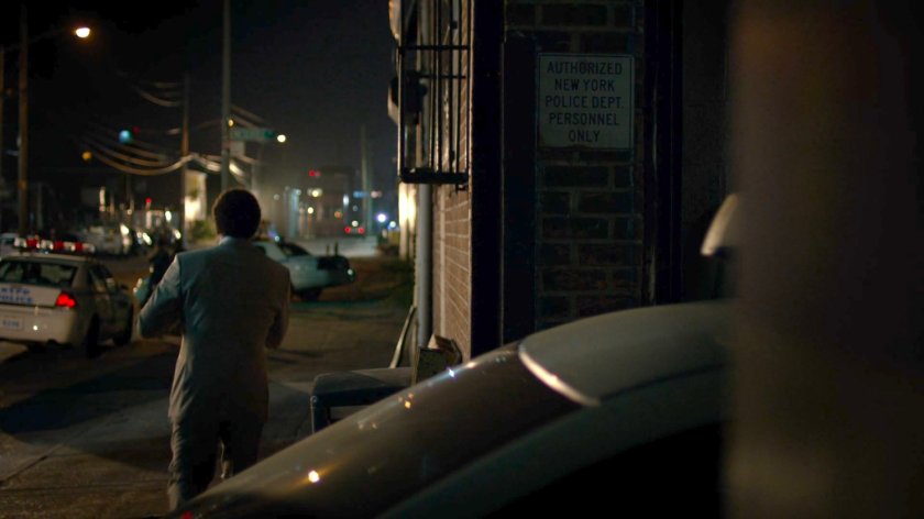 Detective Clemons outside 15th Precinct.