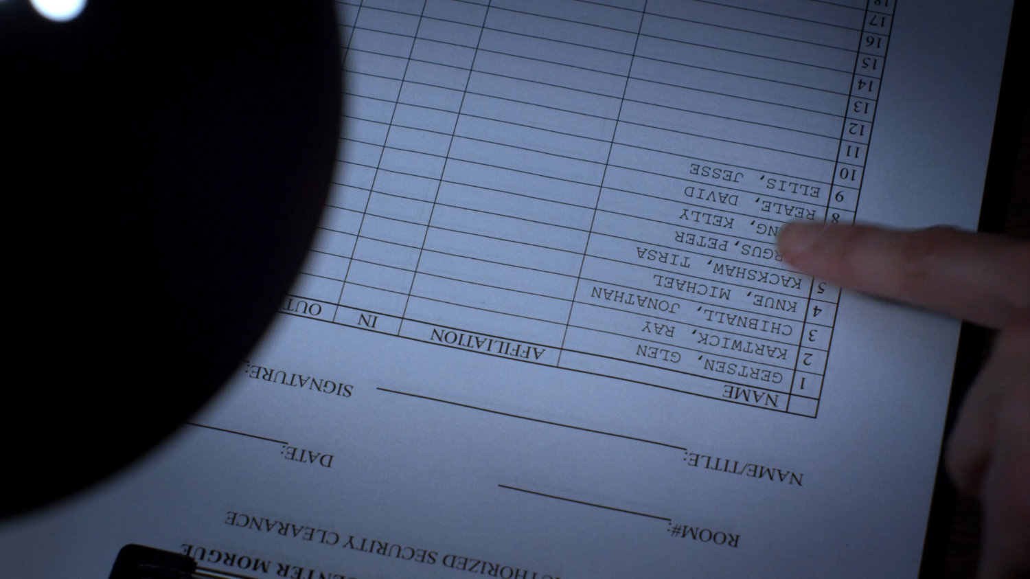 Riverbank morgue attendance list.