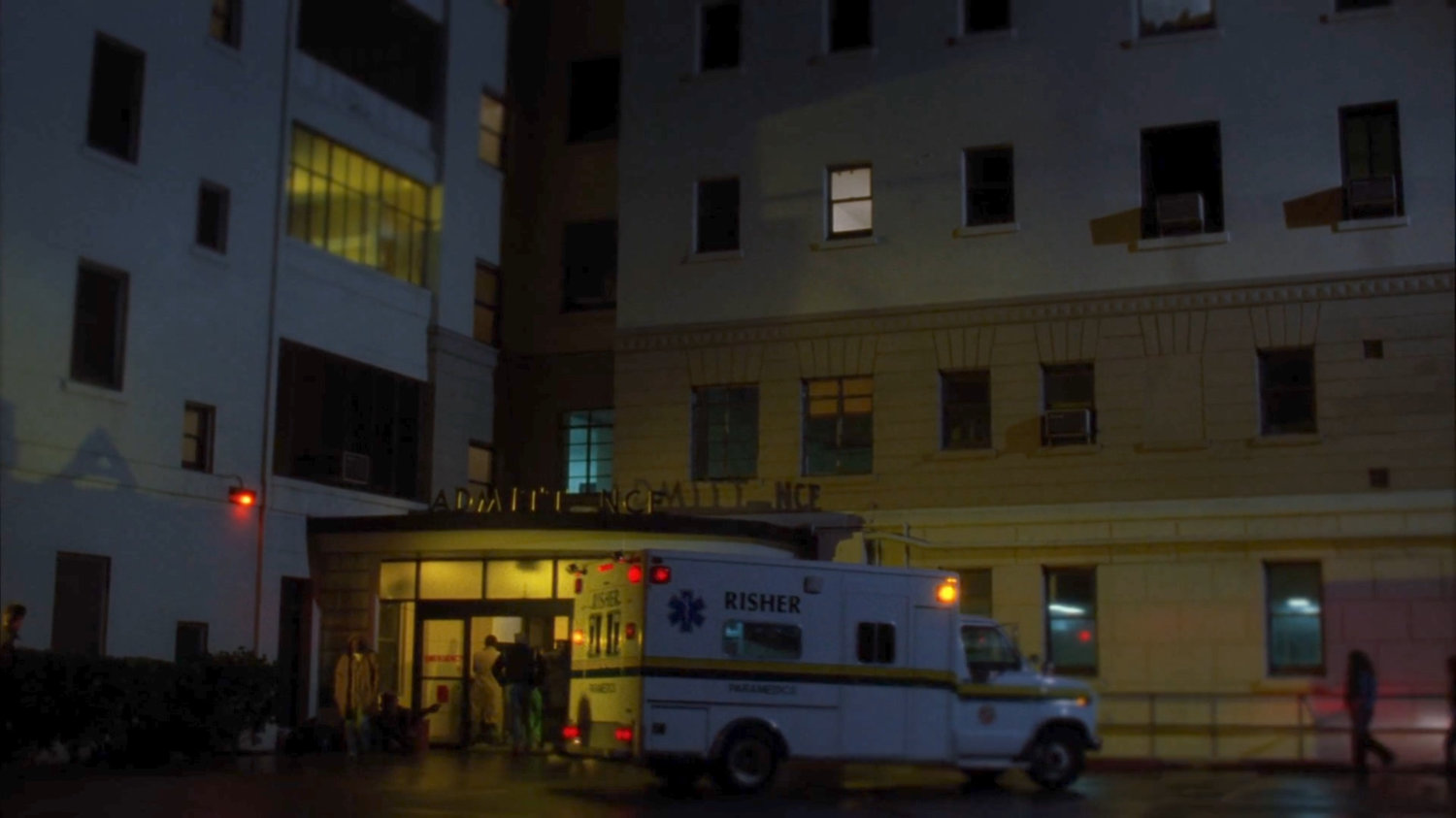 Exterior of Mt. Sinai Hospital at Night.