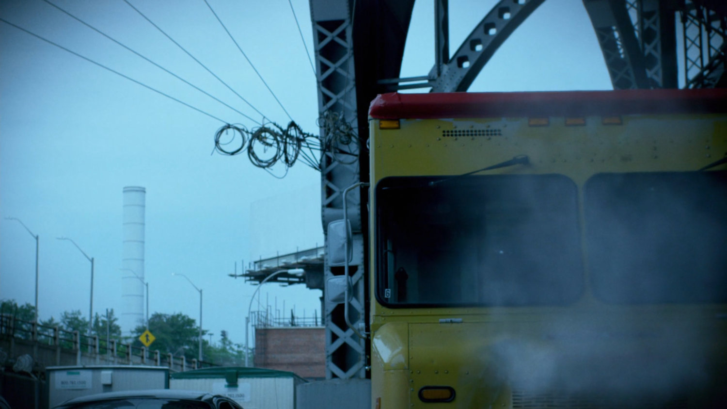 Truck and overpass.