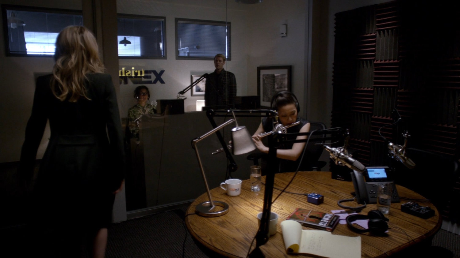 Trish and flautist in WNEX studio.