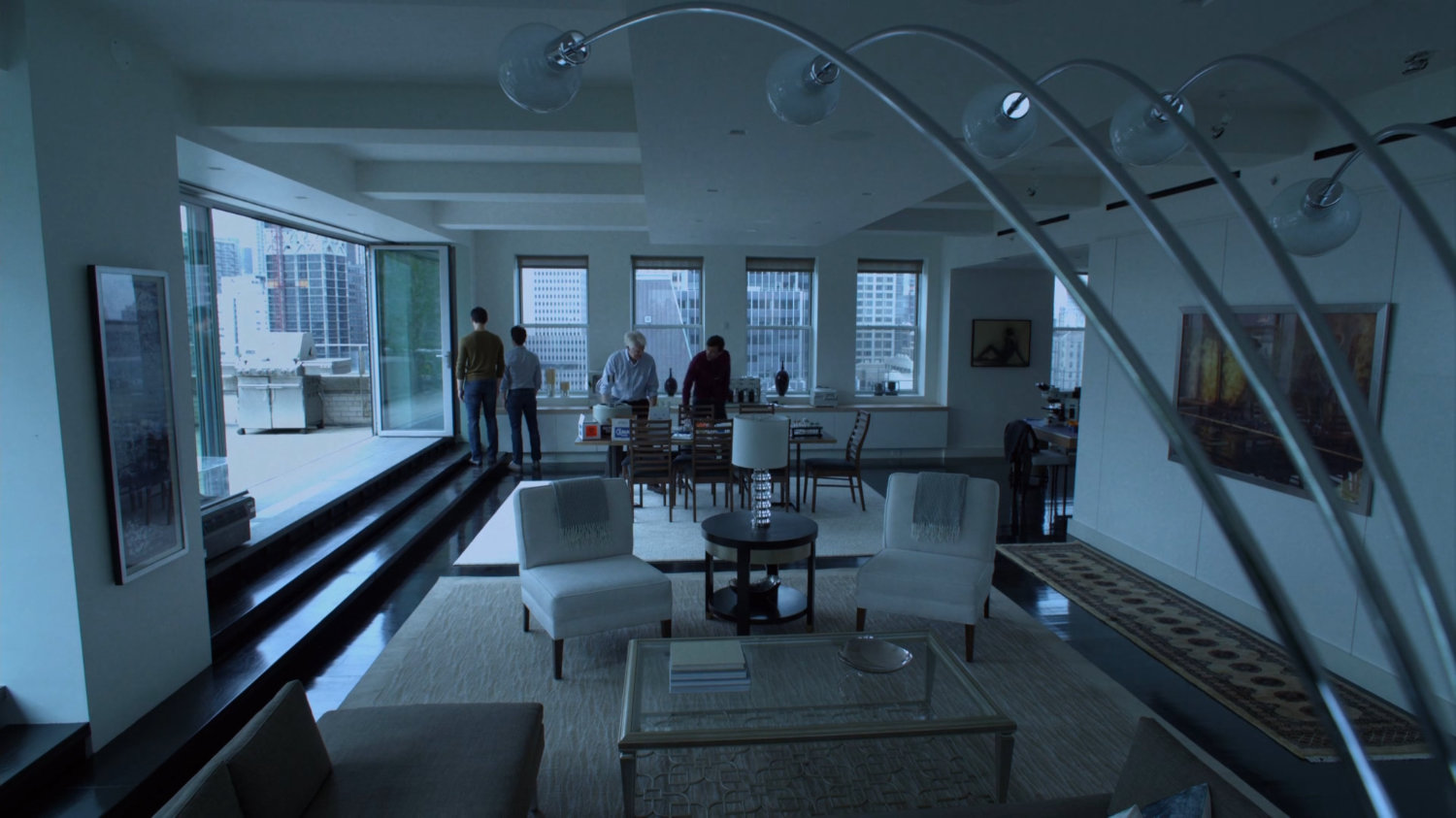 Kilgrave and Albert working on enhancing powers in New York City penthouse.