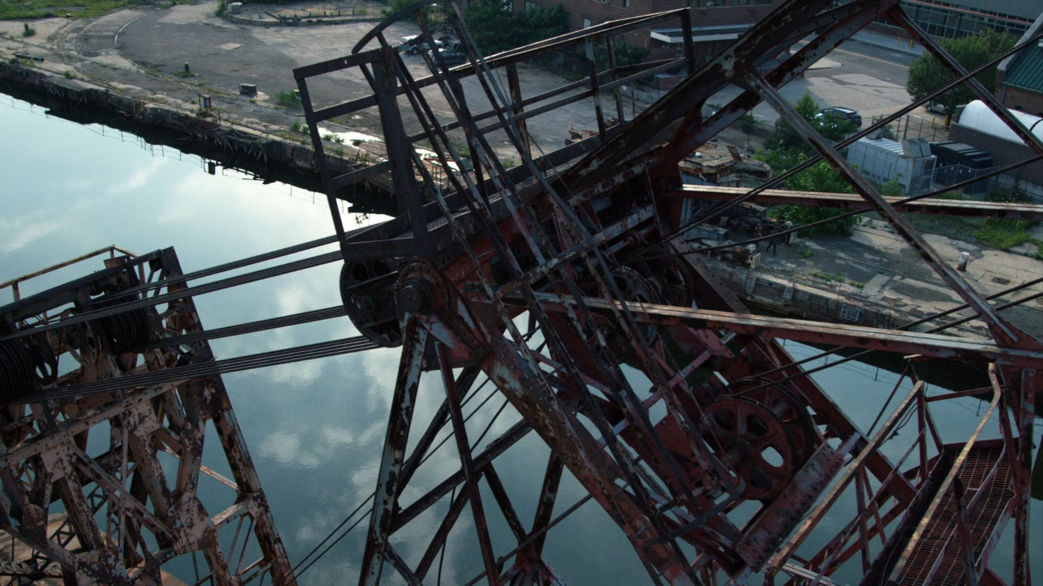 High angle view of dock.