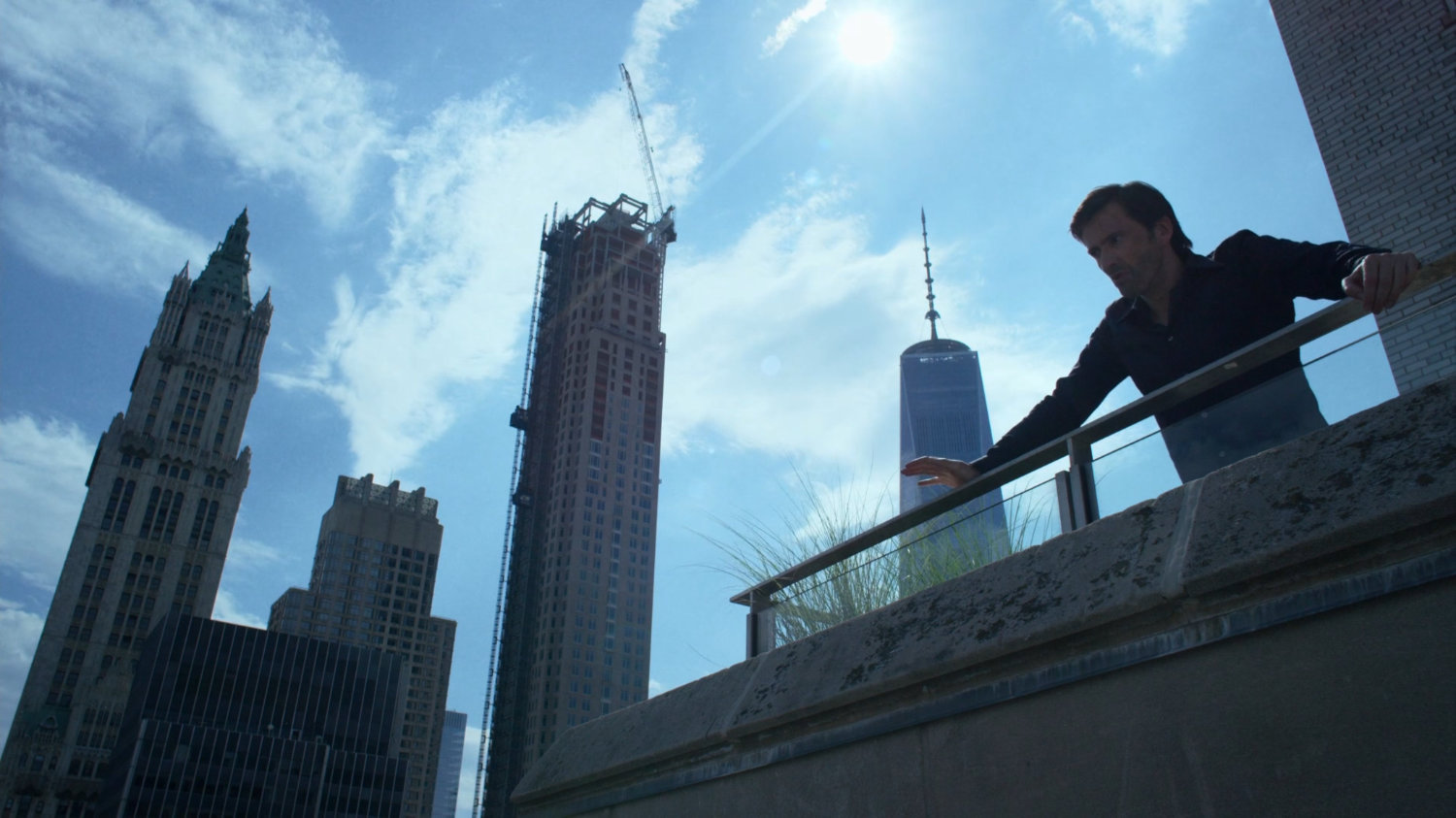 Kilgrave on balcony of New York City penthouse.