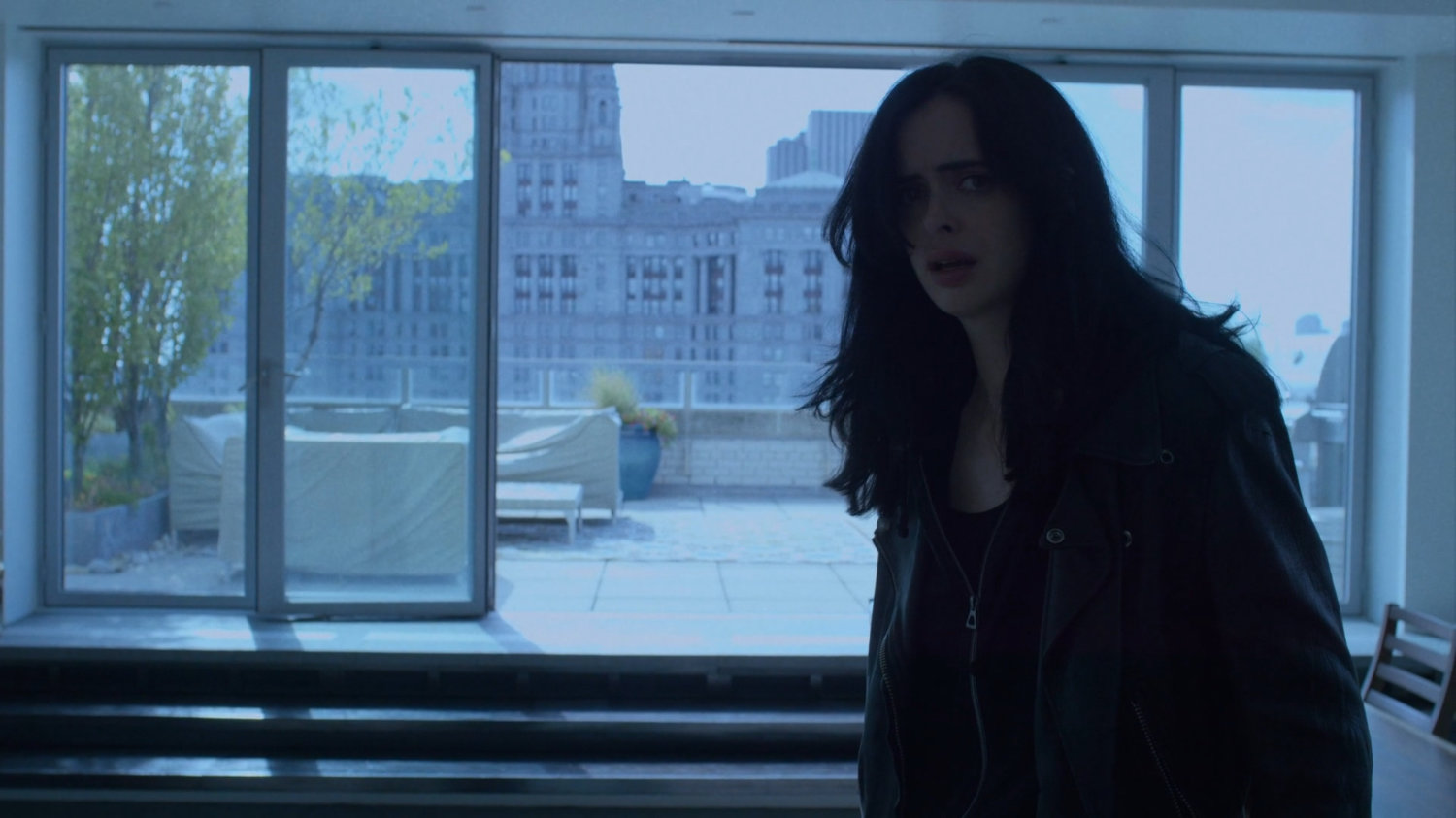 Jessica inside New York City penthouse.
