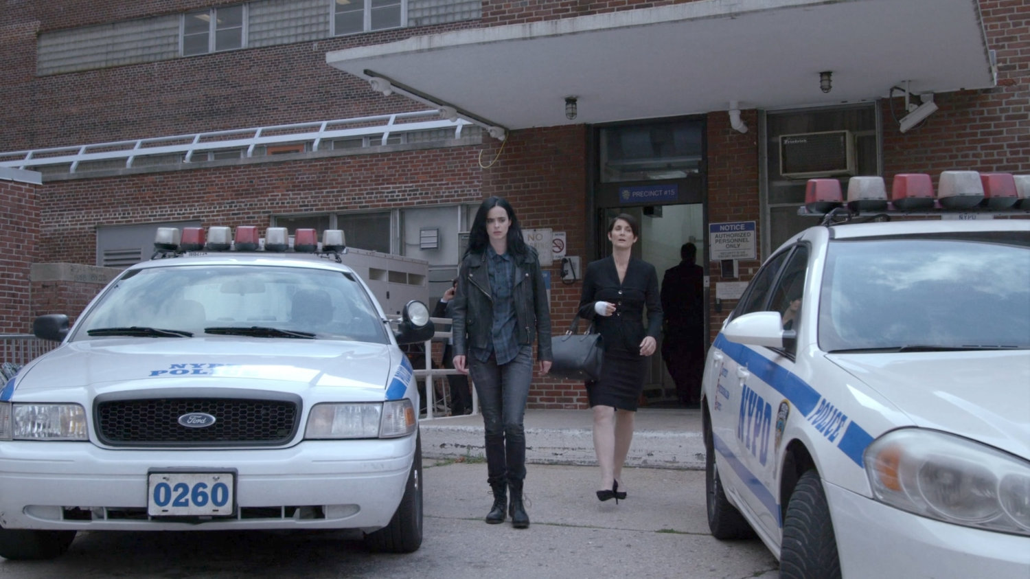 Jeri and Jessica in 15th Precinct parking lot.