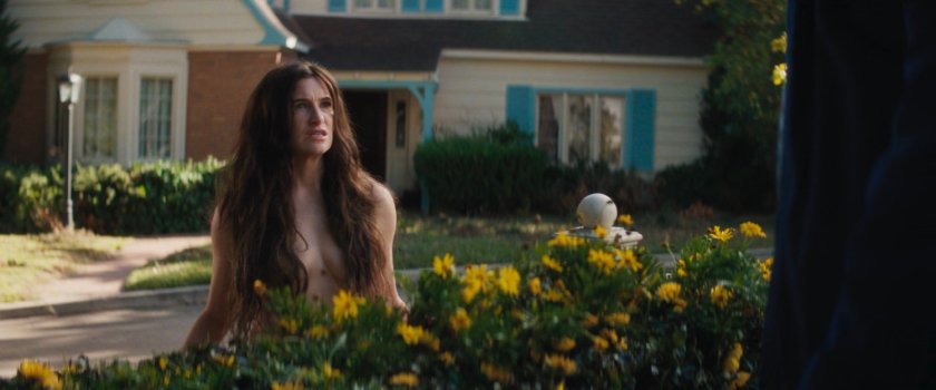 Agatha outside Herb's hedge in the neighborhood.