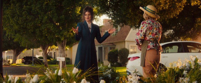 Agatha and Sharon in her front yard.