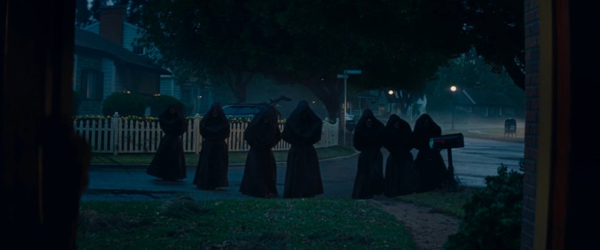Salem's Seven in street outside Agatha's house.