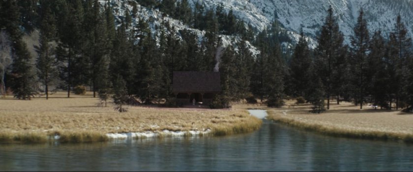 Wanda's cabin by an alpine lake.