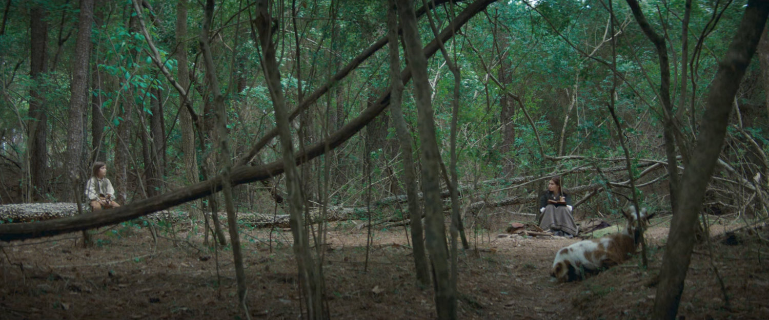 Nick and Agatha in New England woods, 1756.