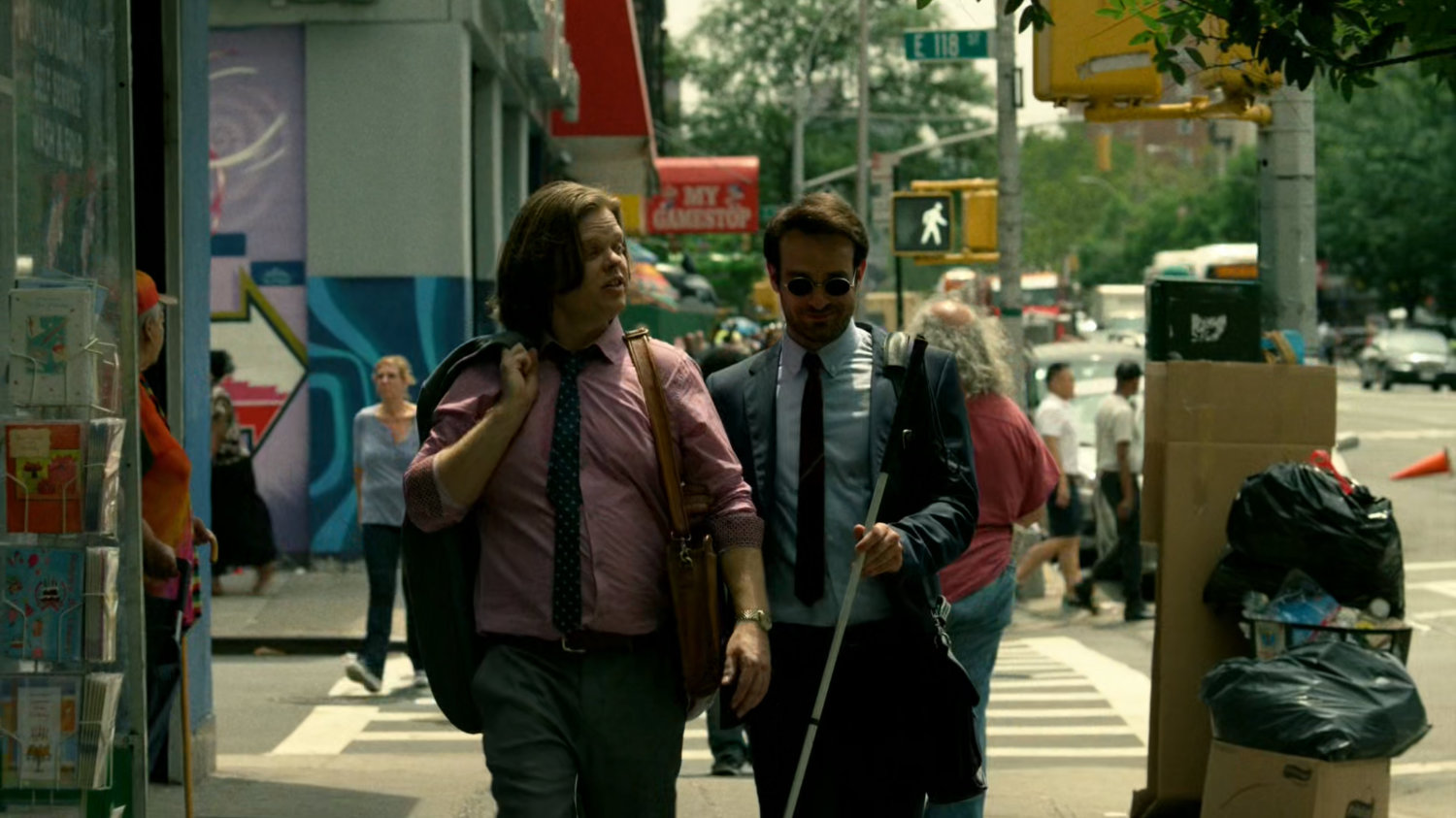 Matt and Foggy on a New York sidewalk.
