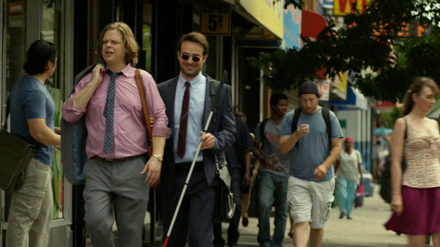 Matt and Foggy on a New York sidewalk.