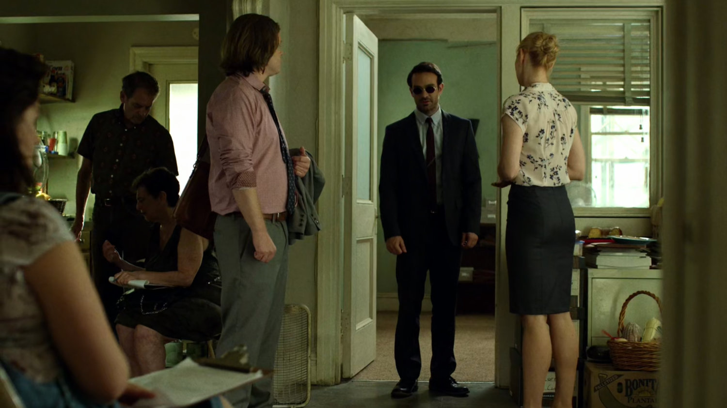 Foggy, Matt, and Karen in the Nelson and Murdock offices.