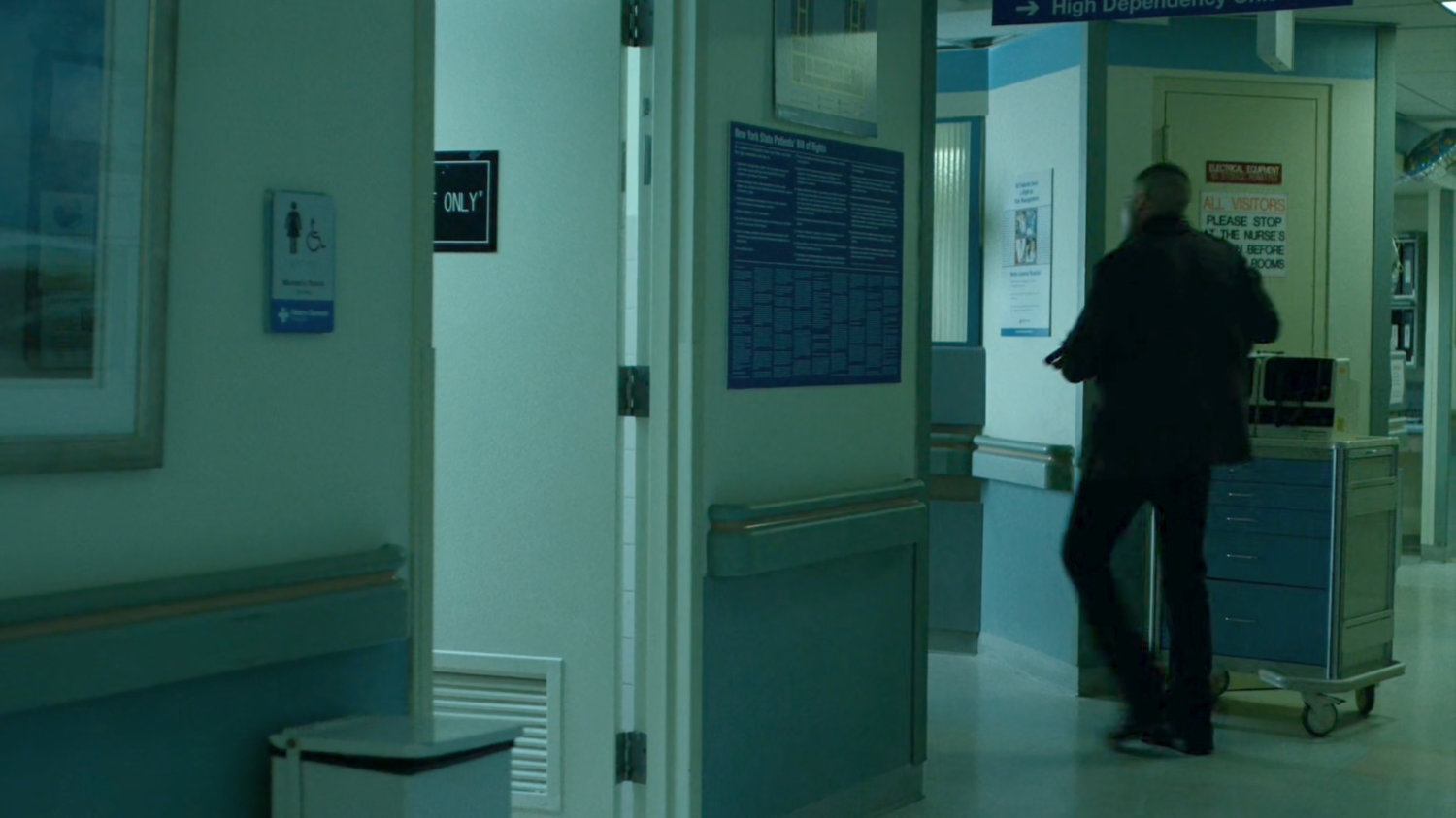 The Punisher in a Metro-General hallway.