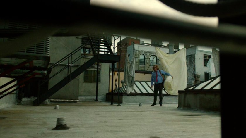 Foggy searching rooftop.