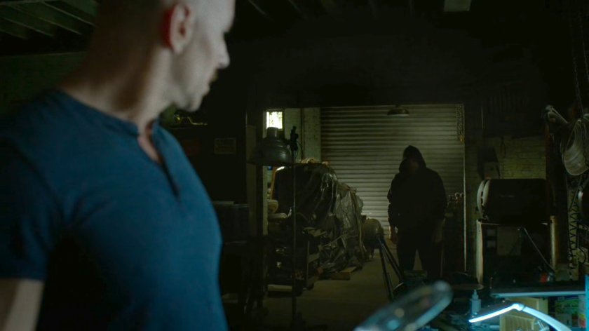 Melvin Potter and Matt in Melvin's workshop.