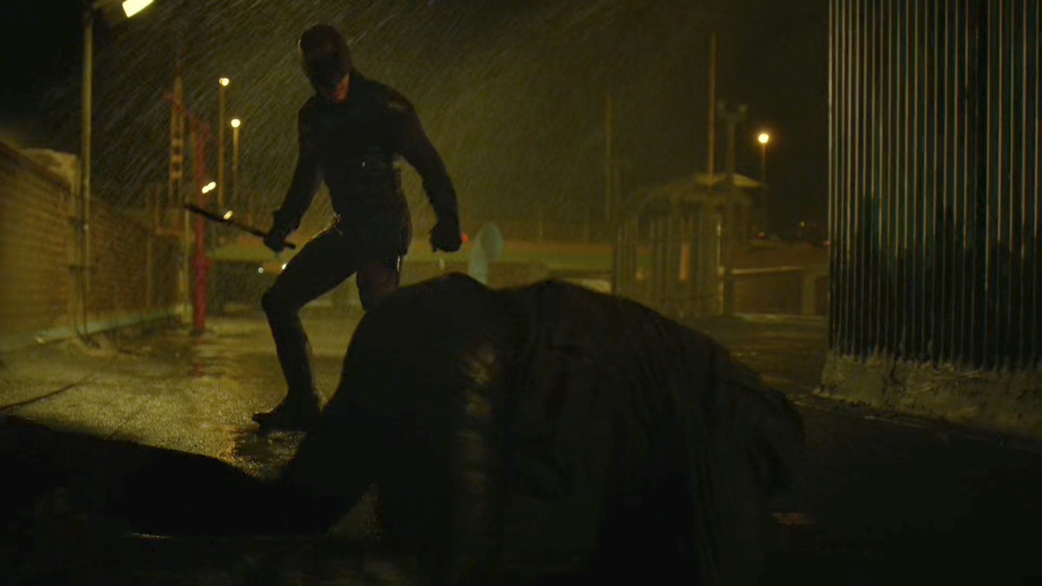 Daredevil fighting Punisher on roof.