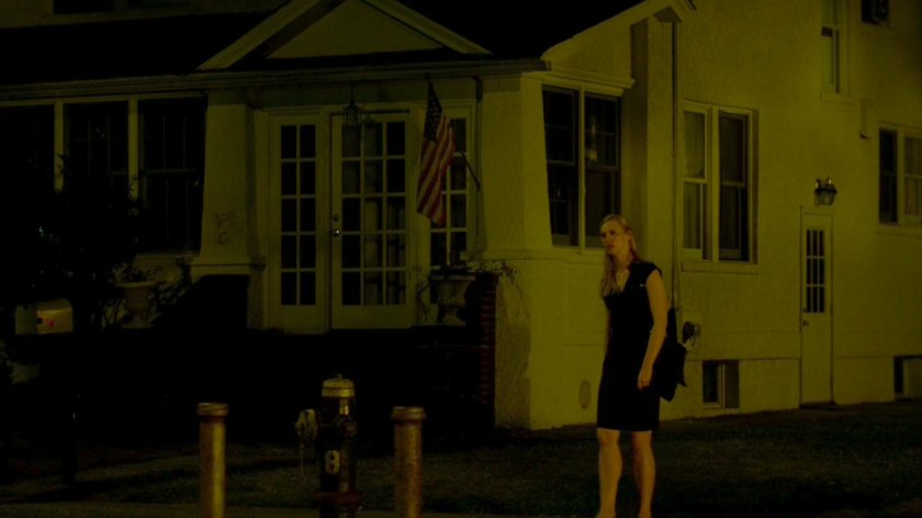 Karen outside Frank Castle's house.