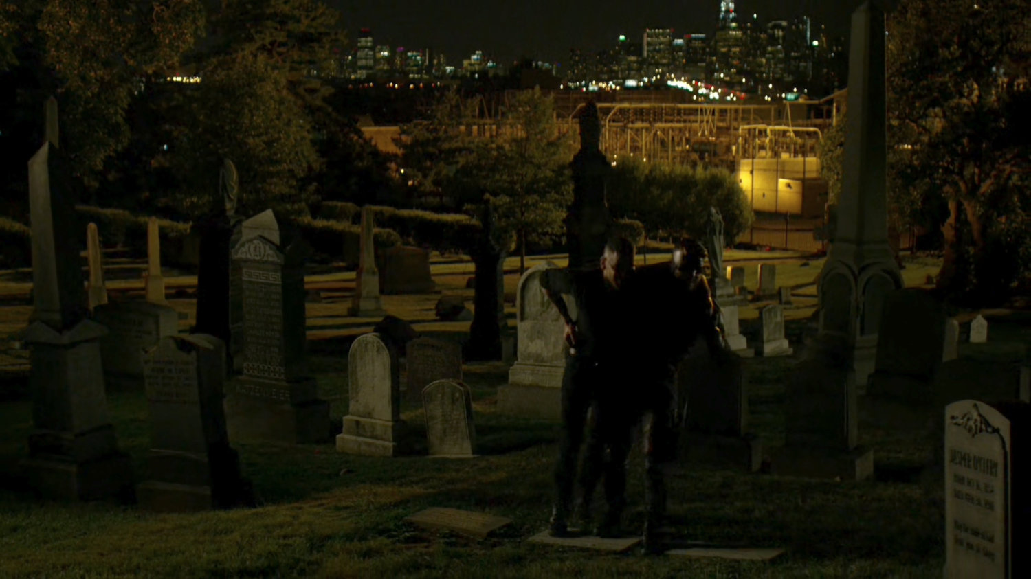Daredevil helps Frank up a hill in St. Michael's Cemetery.